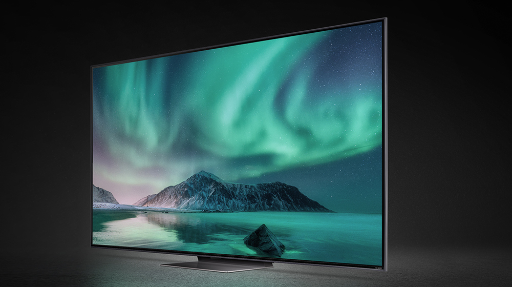 Крупный план угла дисплея, демонстрирующий тонкий дизайн.