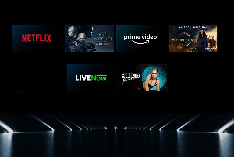 Изображение логотипов OTT-сервисов, сбоку от которых показан список фильмов, демонстрируемых на каждом из них.