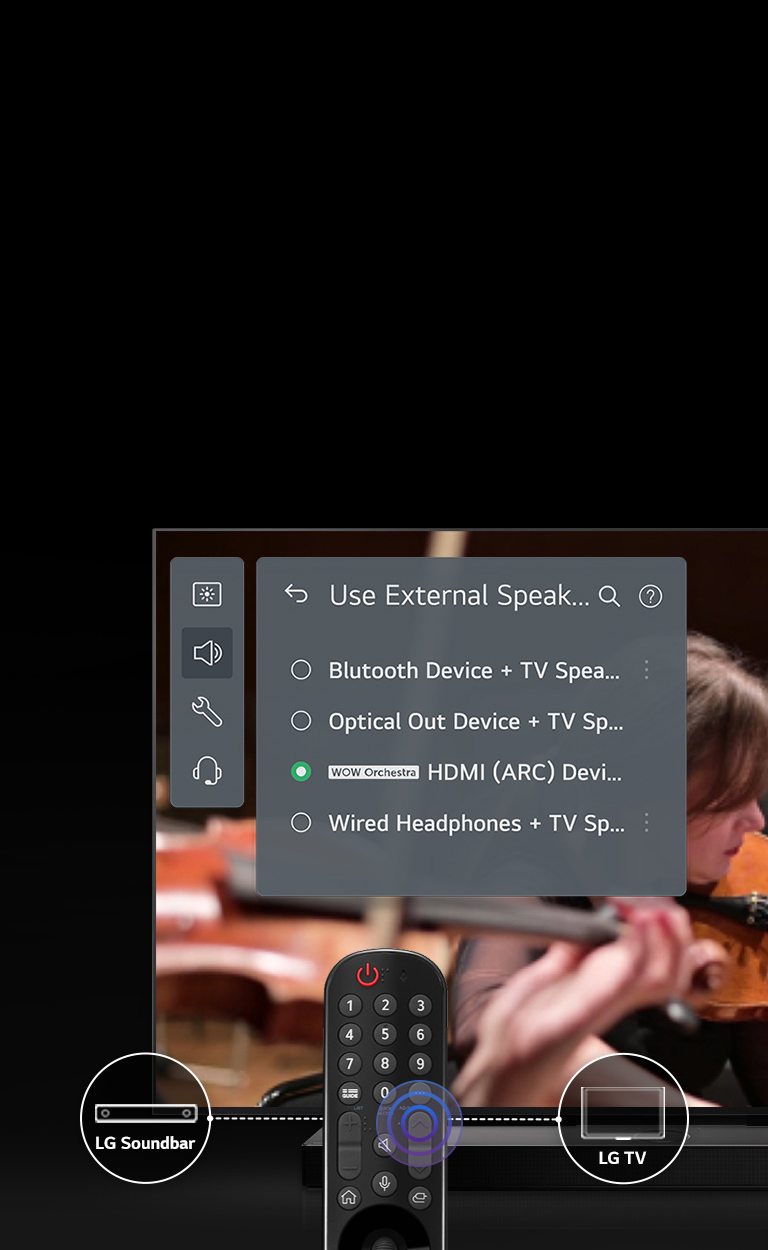 На экране телевизора показан интерфейс изменения настроек.