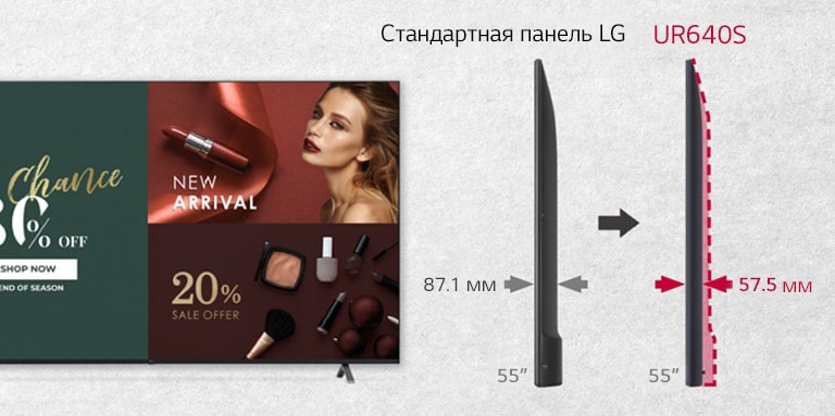 Серия UR640 тоньше, чем «стандартные» модели LG.