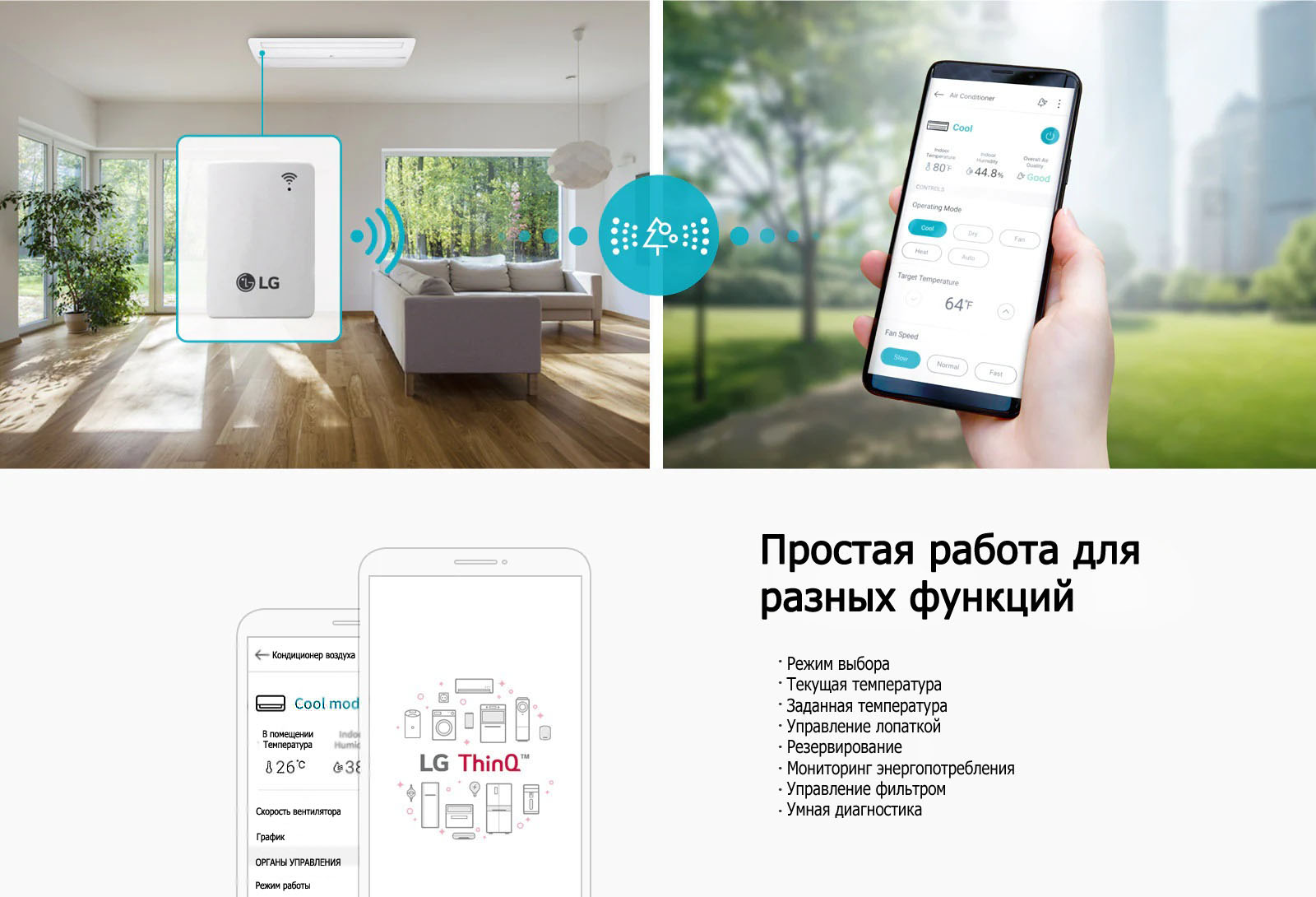 Дистанционное управление по Wi-Fi с помощью LG ThinQ™