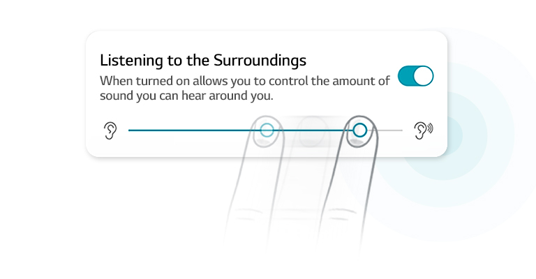 Палец, регулирующий громкость звуков окружающего мира.