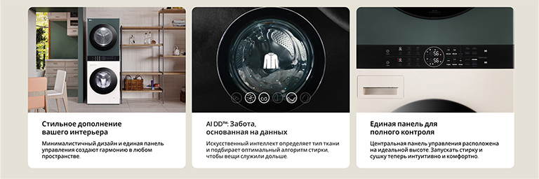 Минималистичный дизайн LG WashTower, гармонично вписанный в прачечную