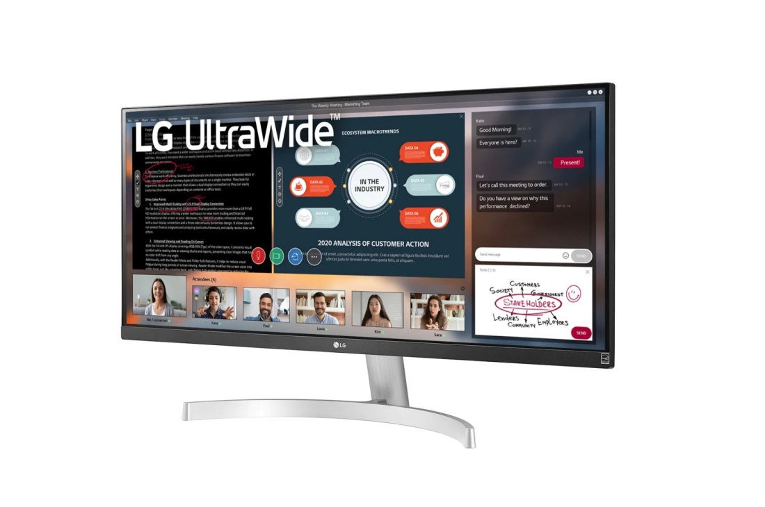LG 29'' UltraWide™ Full HD (2560x1080) HDR IPS монитор, 29WN600-W, thumbnail 2