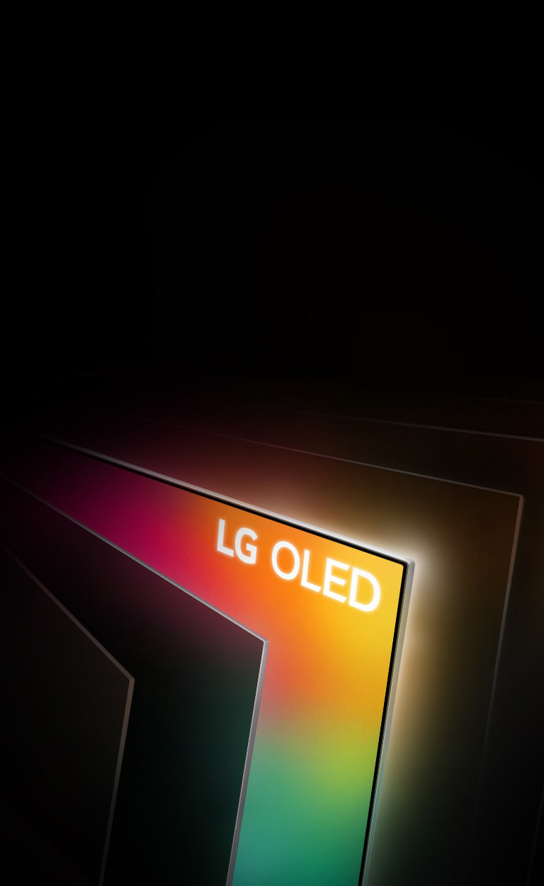 Кадр с рамкой телевизора OLED поверх изображения сияющего розовым цветом дерева. В верхнем правом углу размещен логотип «Бренд №1 среди OLED-телевизоров в мире». В нижнем правом углу размещен логотип «Технология ThinQ AI». В верхнем левом углу размещен логотип «LG OLED evo». Внизу по центру размещена кнопка УЗНАТЬ БОЛЬШЕ.