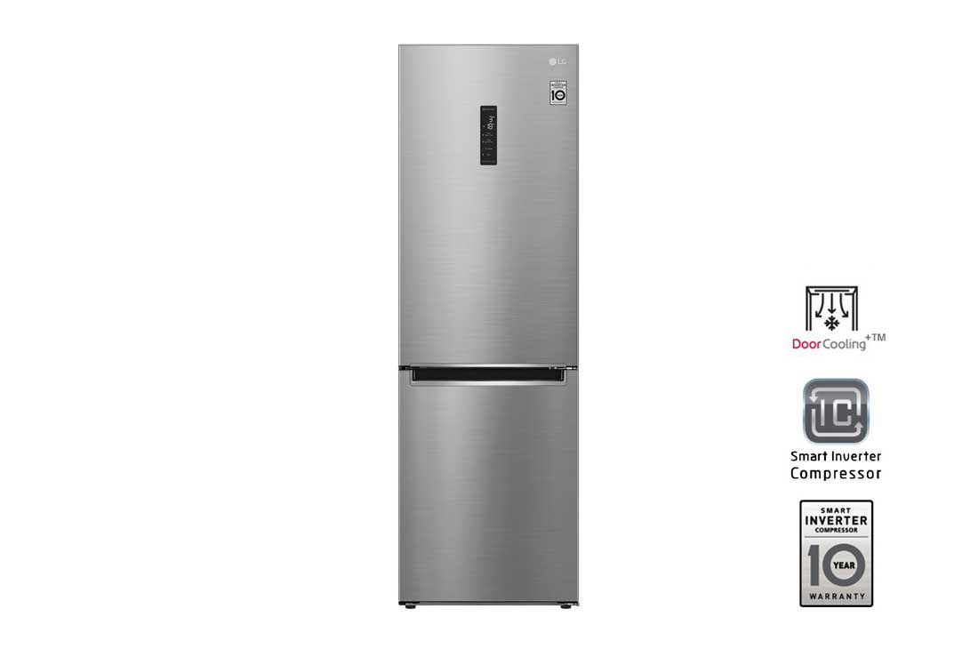 LG Объем 341 л | Холодильник LG с нижней морозильной камерой | Серый | DoorCooling+™ | Smart Inverter Compressor, GC-B459SMUM, GC-B459SMUM