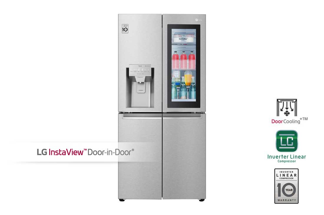 LG Объем 422л | Холодильник LG  InstaView Door-in-Door | Стальной | DoorCooling⁺™ | LG ThinQ | Linear Inverter Compressor, GC-X22FTALL, GC-X22FTALL