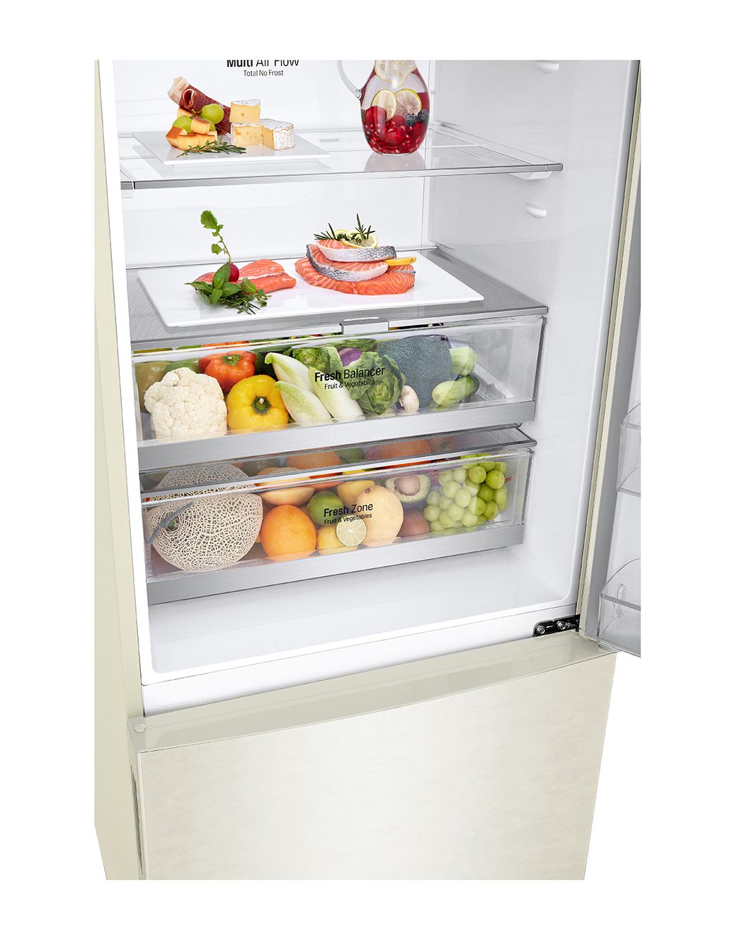 LG Объем 451 л | Холодильник LG с нижней морозильной камерой | Бежевый ...