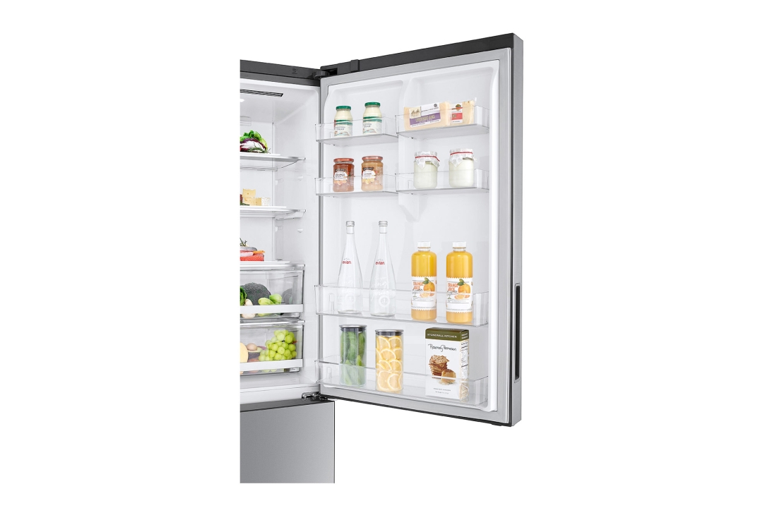 LG Объем 451 л | Холодильник LG с нижней морозильной камерой | Серый | DoorCooling⁺™ | Smart Inverter Compressor, GC-B569PMCM, GC-B569PMCM, thumbnail 4