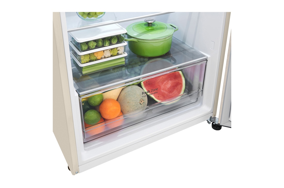 LG Объем 395 л | Холодильник LG с верхней морозильной камерой | Бежевый | DoorCooling+™ | HygieneFresh+™ | Smart Inverter Compressor, увеличенное изображение выдвижного лотка, GN-B392SEBB, thumbnail 9