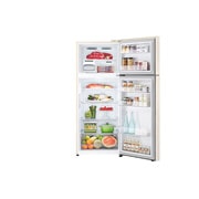 LG Объем 395 л | Холодильник LG с верхней морозильной камерой | Бежевый | DoorCooling+™ | HygieneFresh+™ | Smart Inverter Compressor, вид спереди с открытой дверцей с хранящимися внутри продуктами, GN-B392SEBB, thumbnail 2