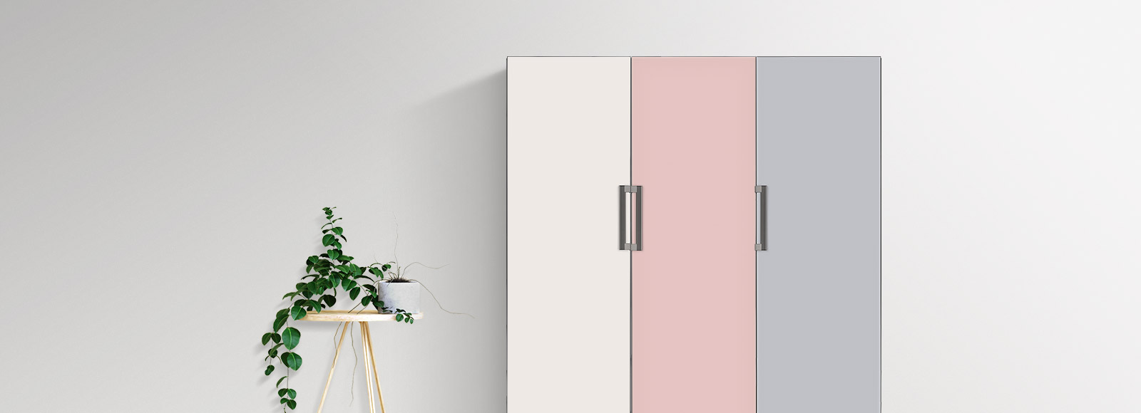 Beige Larder, Pink Freezer and Green Larder are combined through changable door handle.