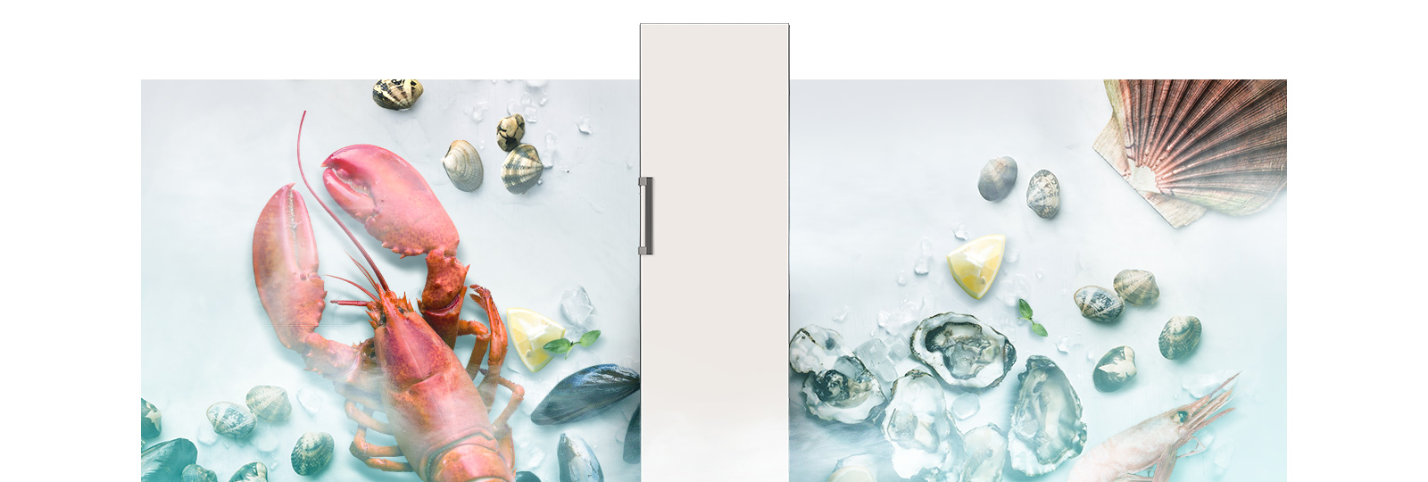 sea food such as lobster and clam is freshly preserved in the product.