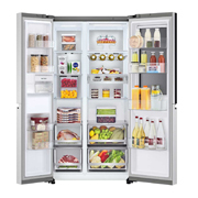 LG 647л, Холодильник LG Side-by-Side , mahsulotlar bilan ochiq holatda oldingi ko'rinish, GC-Q257CAFV, thumbnail 2