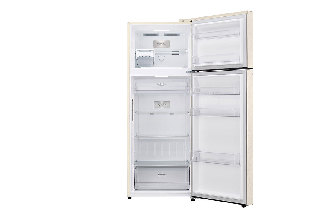 LG 461 л | Холодильник LG с верхней морозильной камерой | Бежевый | DoorCooling+™ | HygieneFresh+™ | Smart Inverter Compressor, Front open view, GN-B452SEBK, thumbnail 3