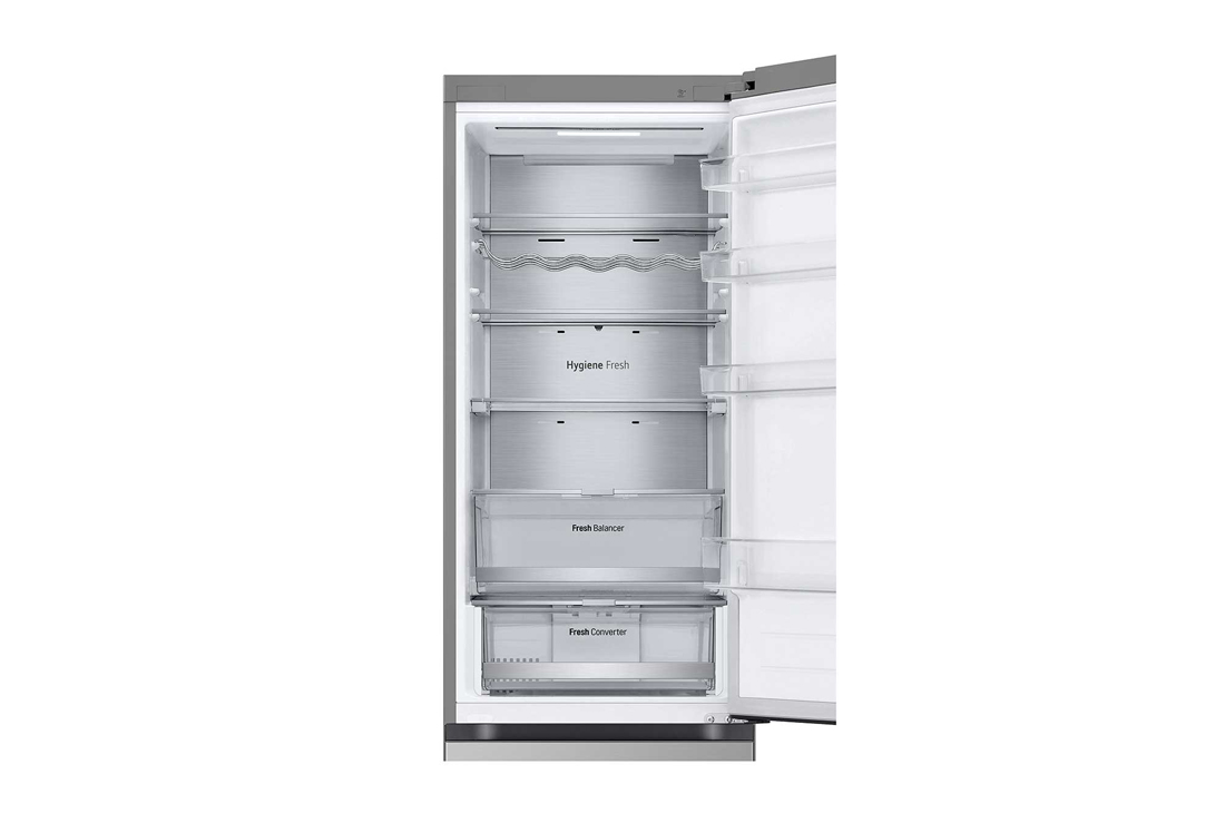 LG 387Л, Холодильник с нижней морозильной камерой | LG Узбекистан, вид сверху, открытый вид с хранящимися продуктами, GC-B509FNZW, thumbnail 11