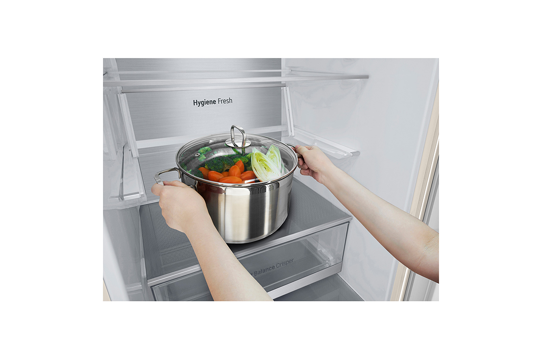 LG 387Л, Холодильник с нижней морозильной камерой | LG Узбекистан, нижний холодильник открыт, GC-B509FEPW, thumbnail 7