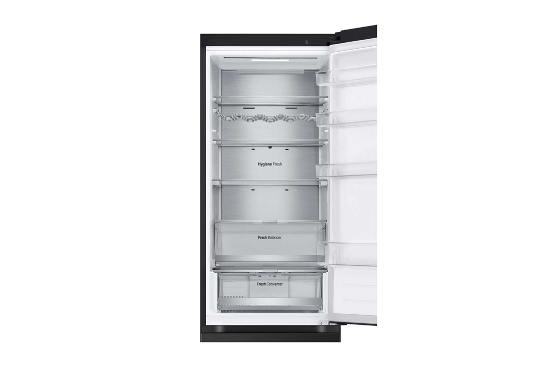 LG 387Л, Холодильник с нижней морозильной камерой | LG Узбекистан, вид сверху, открытый вид с хранящимися продуктами, GC-B509FTZW, thumbnail 11