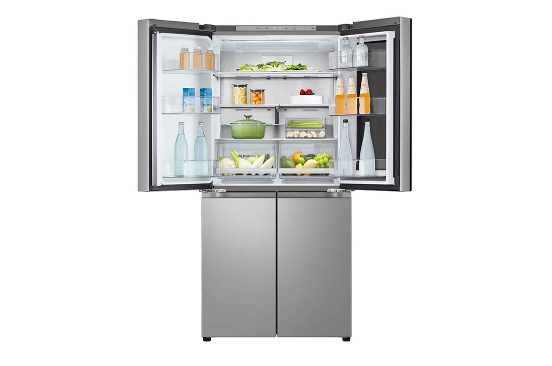 LG Холодильник LG GC-V22FFMMB | Многодверный | Объем 458л | InstaView™ | Складная полка | Metal Fresh™ | Гигиенический фильтр HygieneFresh+, top view with food, GC-V22FFMMB, thumbnail 6