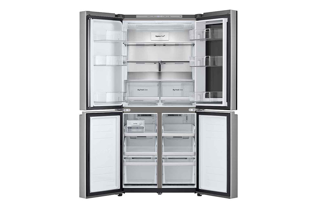 LG Холодильник LG GC-V22FFMMB | Многодверный | Объем 458л | InstaView™ | Складная полка | Metal Fresh™ | Гигиенический фильтр HygieneFresh+, front door open without food, GC-V22FFMMB, thumbnail 9