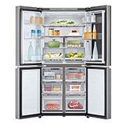 LG Холодильник LG GC-V22FFMMB | Многодверный | Объем 458л | InstaView™ | Складная полка | Metal Fresh™ | Гигиенический фильтр HygieneFresh+, front door open with food, GC-V22FFMMB, thumbnail 10