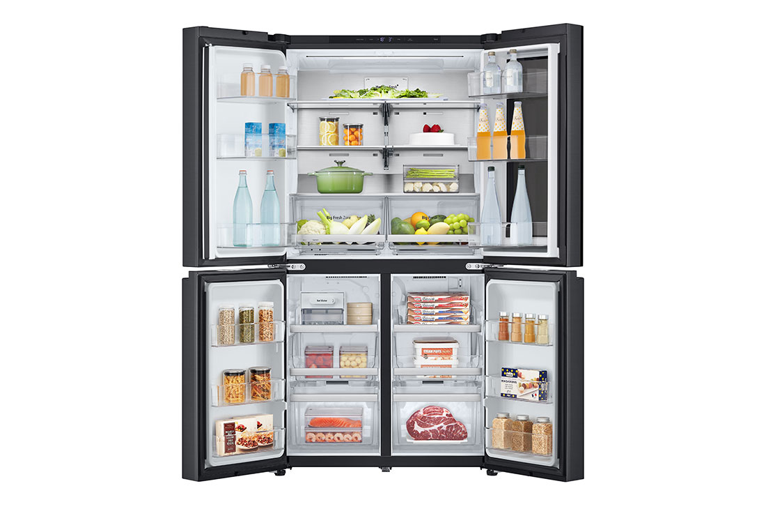 LG Холодильник LG GC-V24FFCHB | Многодверный | Объем 605л | InstaView™ | Складная полка | Metal Fresh™ | Гигиенический фильтр HyieneFresh+, Открытый ракурс (продукты внутри), GC-V24FFCHB, thumbnail 2