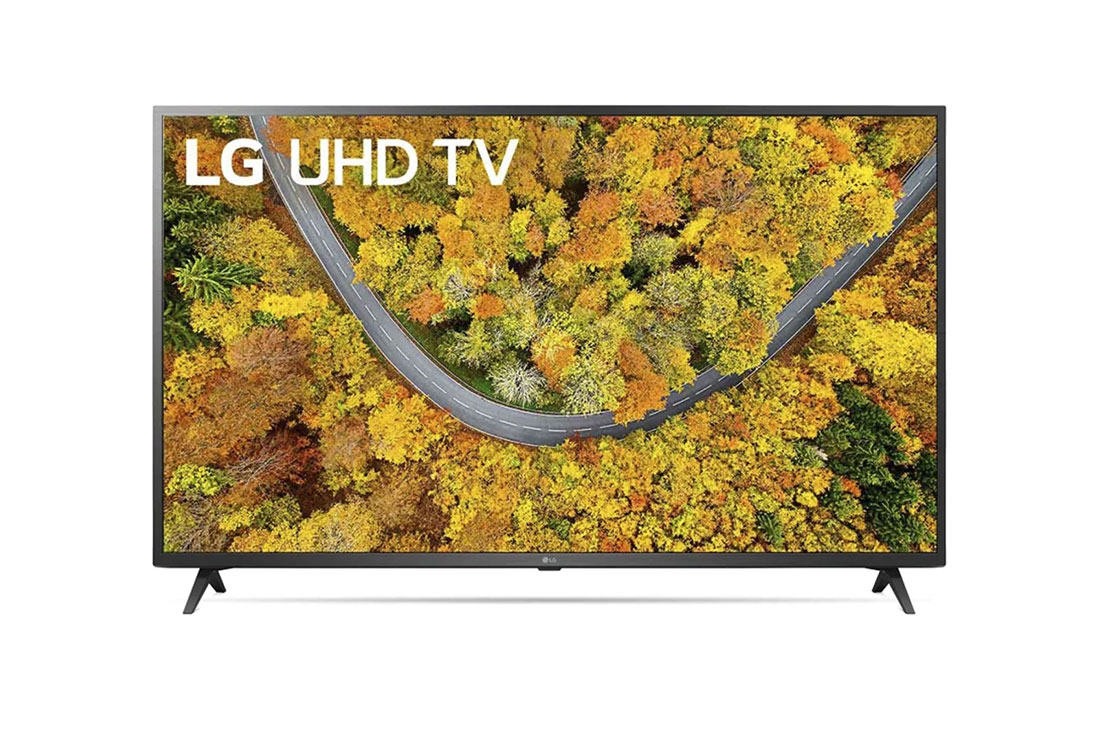 LG UP76 55'' 4K Smart UHD телевизор, вид спереди с изображением на экране, 55UP76006LC