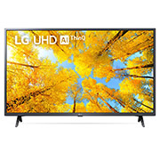 LG Телевизор UHD 4K, Вид телевизора LG UHD спереди с изображением на экране и логотипом продукта, 43UQ76003LD, thumbnail 1