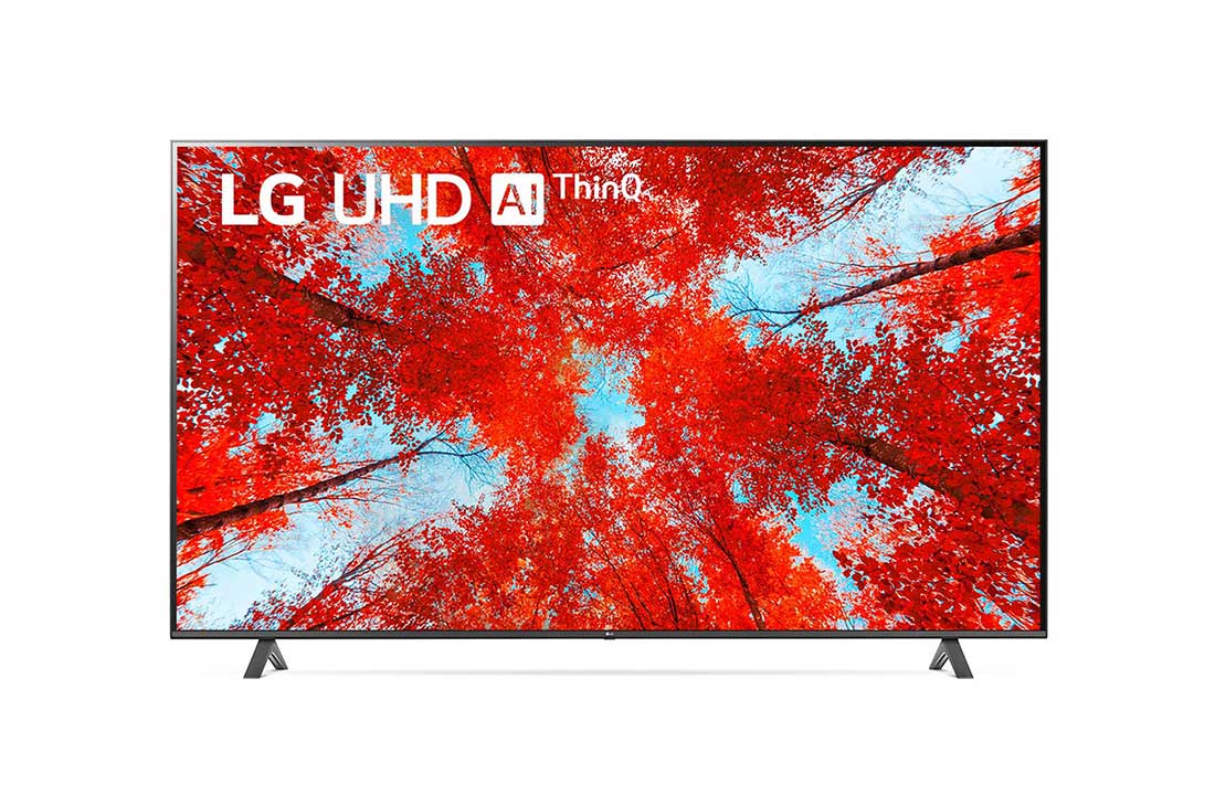 LG Телевизор UHD 4K, Вид телевизора LG UHD спереди с изображением на экране и логотипом продукта, 86UQ90006LD