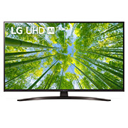 LG Телевизор UHD 4K, Вид телевизора LG UHD спереди с изображением на экране и логотипом продукта, 43UQ81009LC, thumbnail 1