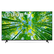 LG Телевизор UHD 4K, Вид телевизора LG UHD спереди с изображением на экране и логотипом продукта, 55UQ80006LB, thumbnail 1