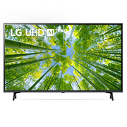 LG Телевизор UHD 4K, Вид телевизора LG UHD спереди с изображением на экране и логотипом продукта, 43UQ80006LB, thumbnail 1