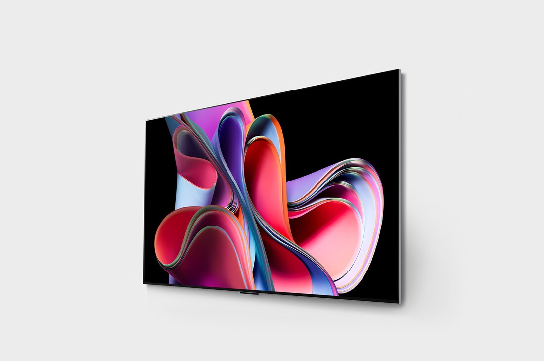 LG 65-дюймовый 4K смарт-телевизор LG OLED evo G3 2023 года, Вид слева сбоку под небольшим углом на закрепленный на стене LG OLED G3, OLED65G3RLA, thumbnail 3