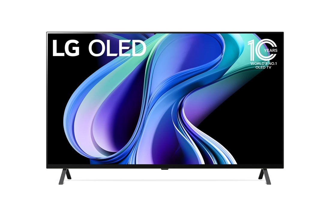 LG 55-дюймовый 4K смарт-телевизор LG OLED evo A3 2023 года, Вид спереди с эмблемой «LG OLED» и «OLED №1 в мире в течение 10 лет»., OLED48A3RLA