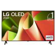 LG 48-дюймовый телевизор Smart TV LG OLED evo B4 4K OLED48B4, Вид спереди на телевизор LG OLED TV, OLED B4, эмблему «OLED №1 в мире в течение 11 лет» и logo программы webOS Re:New на экране с 2-полюсной подставкой, OLED48B4RLA, thumbnail 1