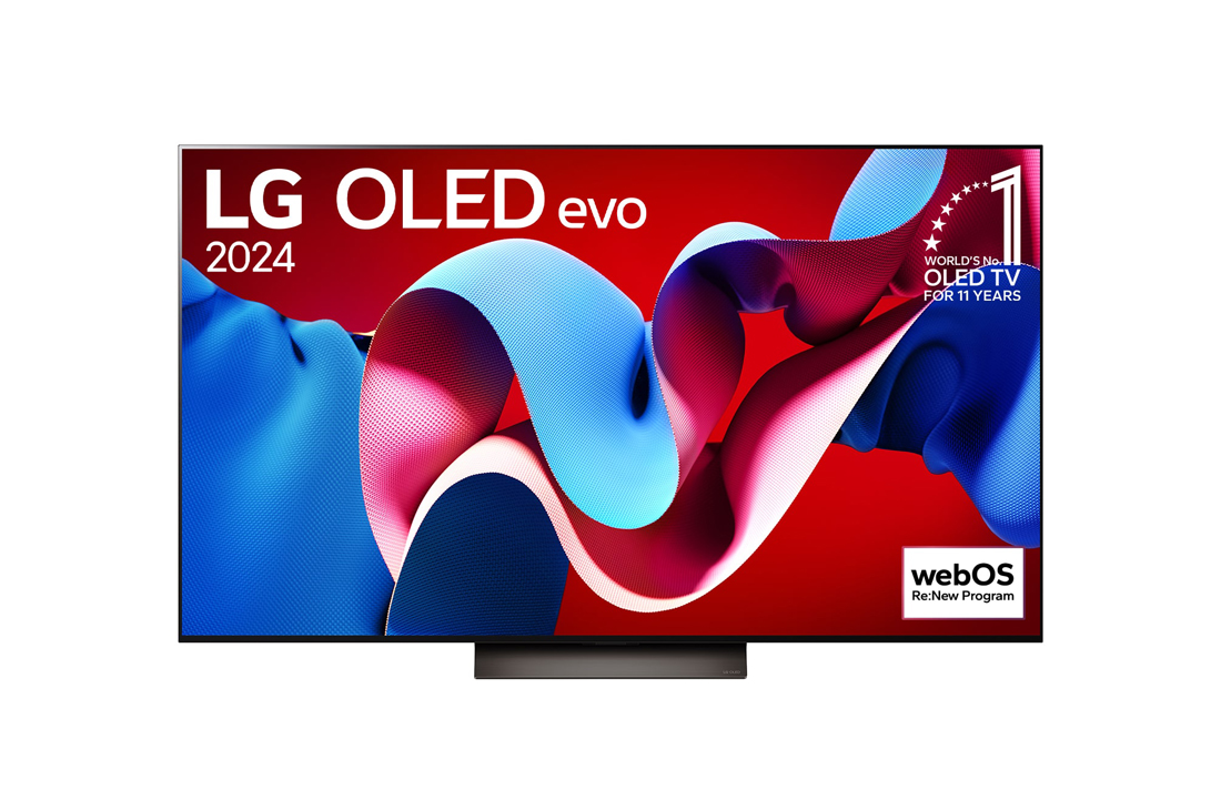 LG 65-дюймовый телевизор Smart TV LG OLED evo C4 4K OLED65C4, Вид справа на телевизор LG OLED TV, OLED B4, OLED65C4RLA, thumbnail 5