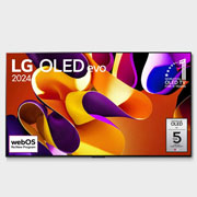 LG 65-дюймовый телевизор Smart TV LG OLED evo G4 4K OLED65G4, Вид спереди на телевизор LG OLED evo, OLED G4, эмблема «OLED №1 в течение 11 лет» на экране, OLED65G4RLA, thumbnail 4