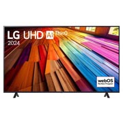 LG 65-дюймовый телевизор Smart TV LG UHD UT80 4K 2024, Вид спереди на телевизор LG UHD, UT80 с текстом LG UHD AI ThinQ, 2024 и логотипом webOS Re:New Program на экране, 65UT80006LA, thumbnail 1