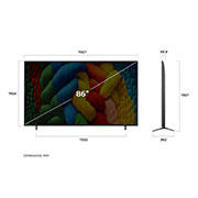LG 86 дюймовый телевизор Smart TV LG Nanocell AI NANO81 4K 2025 года, Вид слева и сбоку на телевизор LG NanoCell NANO80 TV., 86NANO81A6A, thumbnail 4