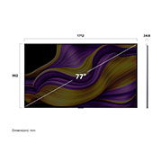 LG 77-дюймовый телевизор Smart TV LG OLED evo AI G5 4K 2025 года, Вид спереди и сбоку на телевизор Smart TV LG OLED evo AI G5 4K с отображением его размеров: длины, ширины, высоты и глубины., OLED77G5RLA, thumbnail 4