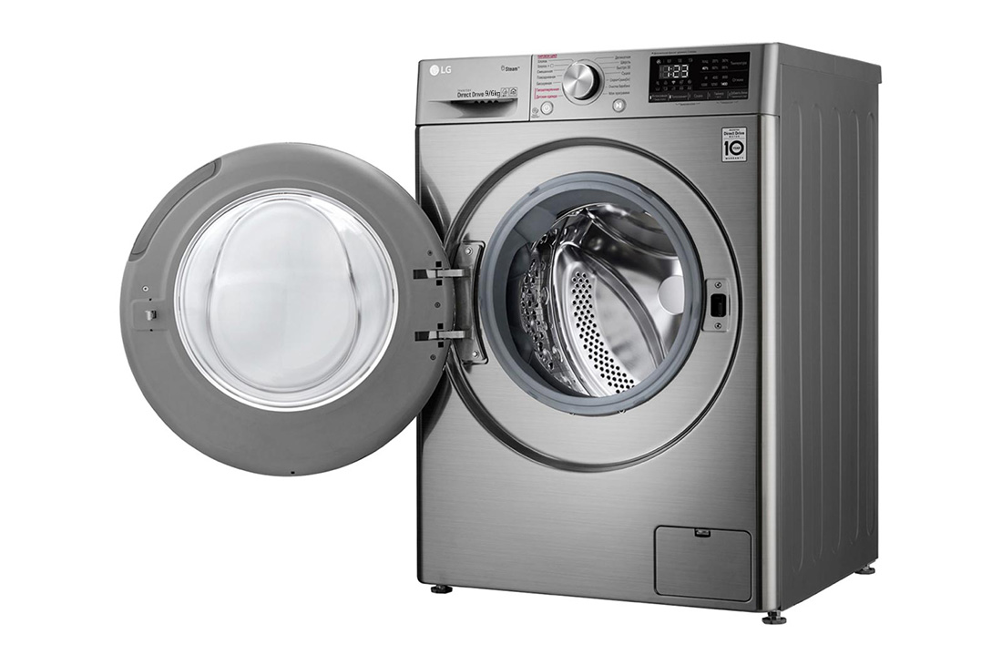 LG Стиральная машина с сушкой LG F4V5VG2S AI DD™ 9/6 кг, left side door open view, F4V5VG2S, thumbnail 10