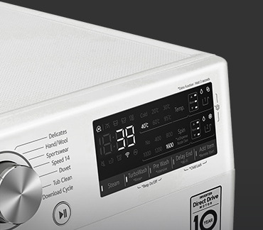 This is an enlarged image of the washing machine panel so that the display can be clearly seen.