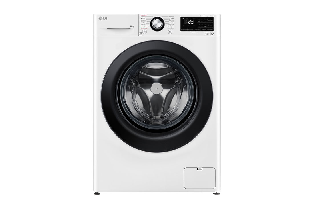 LG 8 kg, Nozik kir yuvish mashinasi, Steam™, Elegant dizayn, Front View, F2V3PS6W