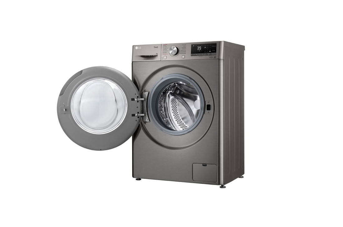 LG 9 кг, Узкая стиральная машина, Steam™, Стиральная машина LG F2V7FS2P с открытой дверцей (вид справа), F2V7FS2P, thumbnail 11