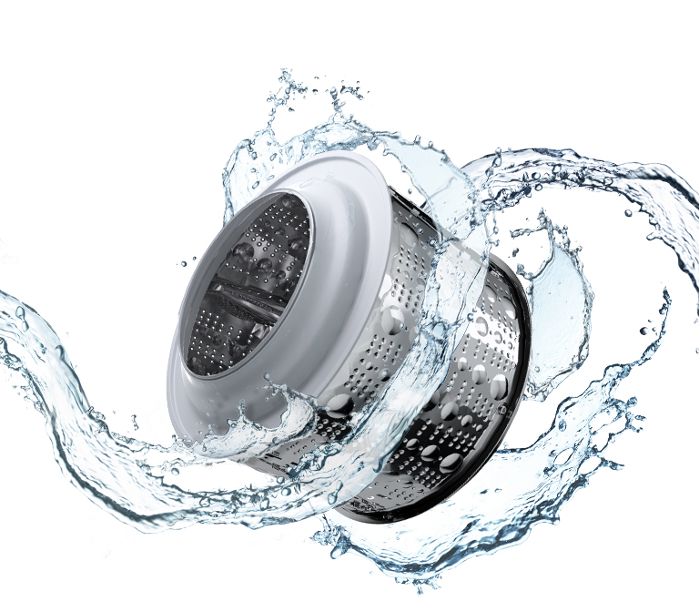 Барабан стиральной машины LG омывается водой 