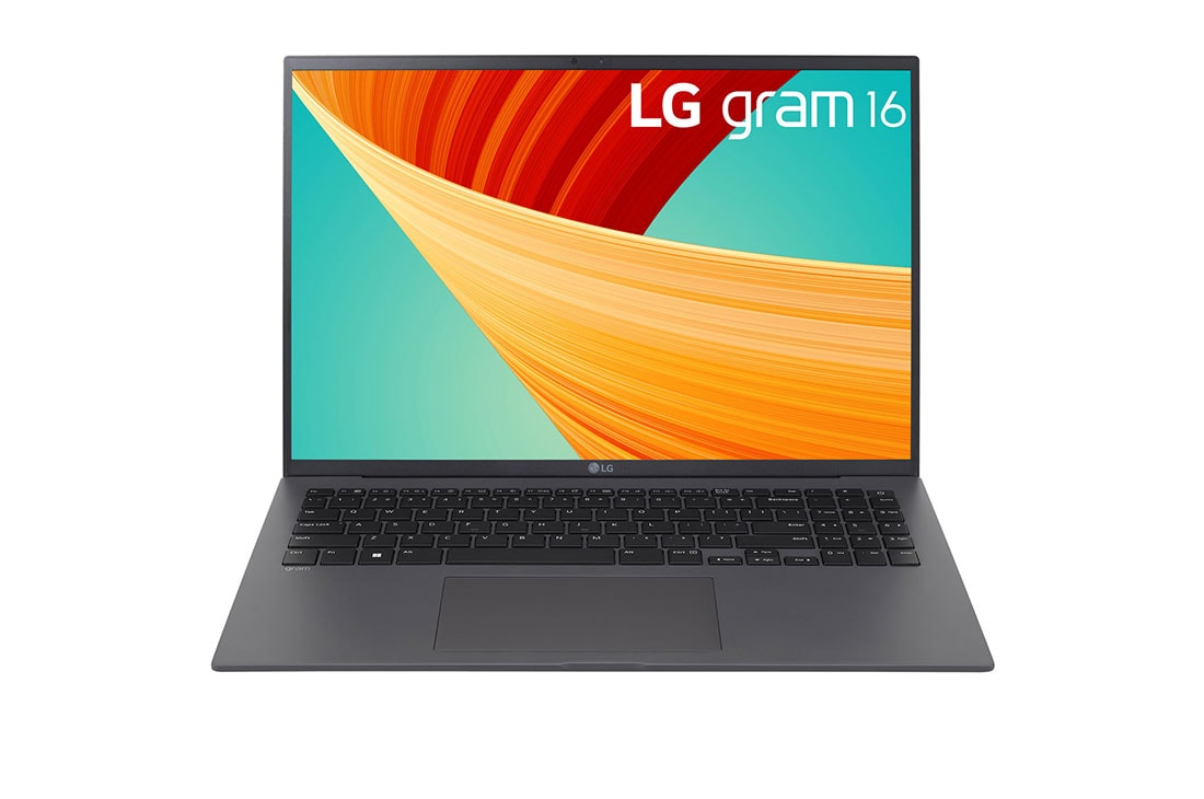 LG Laptop LG gram 16'', Windows 11 Home Plus, Intel® Core™ i7 Gen 13, 16GB, 512GB, 16Z90R-G.AH76A5 , Hình từ phía trước với bàn phím, 16Z90R-G.AH76A5