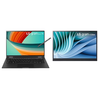 Combo Laptop LG gram 2in1 14'', <br>Windows 11 Home Plus, Intel® Core™ i5 Gen 13, màn hình cảm ứng, 14T90R-G.AH55A5 và Màn hình mở rộng LG gram +view 16 inch, USB Type-C™, Power delivery, 16MR70.ASDA51