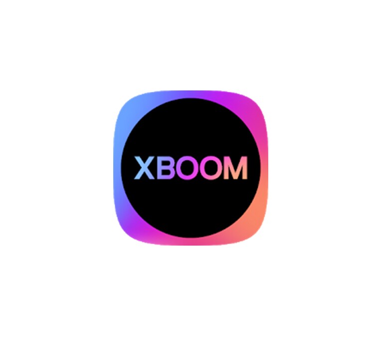 Biểu tượng XBOOM nhiều màu nằm ở chính giữa nền trắng