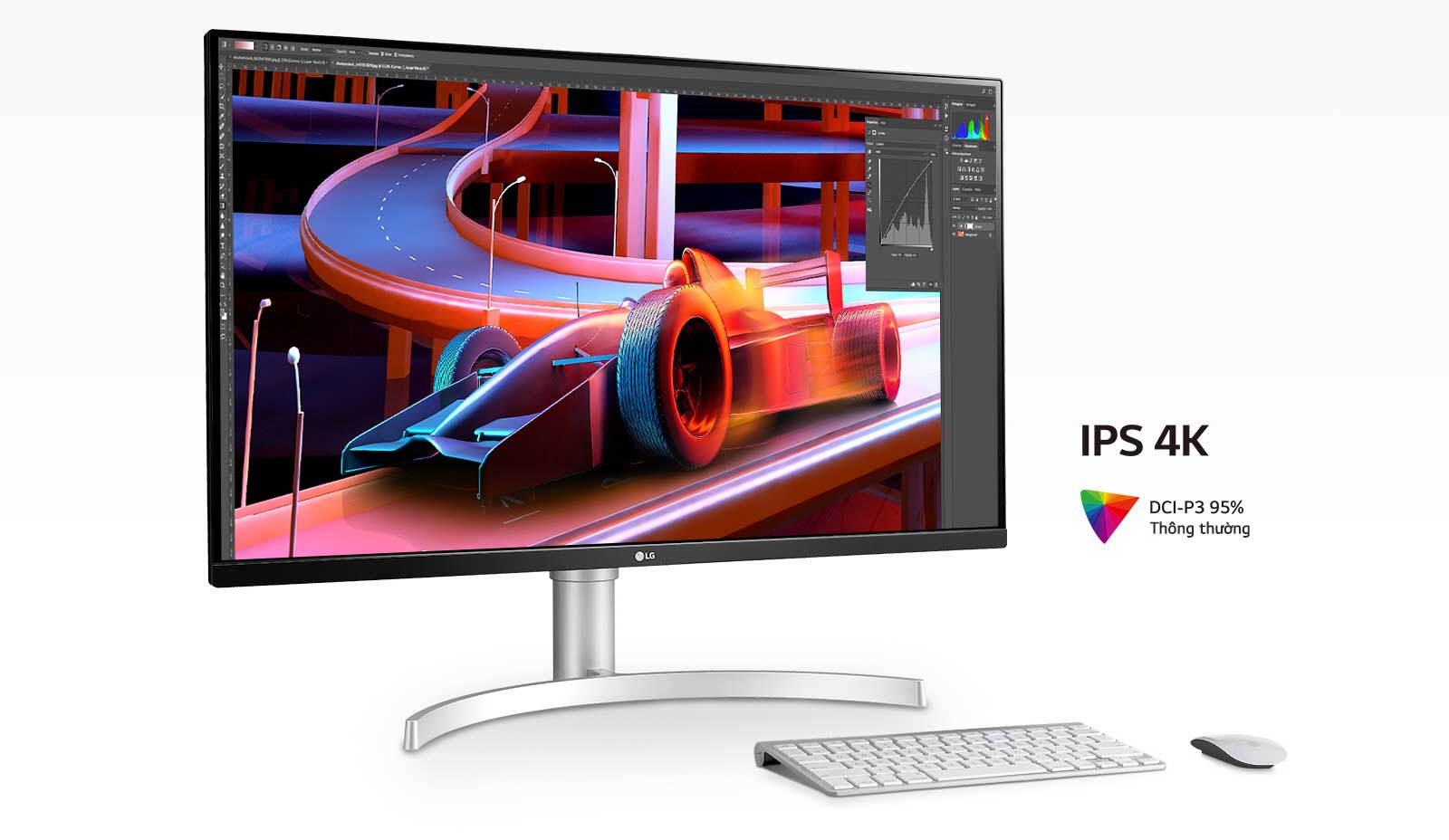 IPS 4K và DCI-P3 95% (Thông thường) thể hiện hình ảnh rõ ràng, chính xác và màu sắc phù hợp