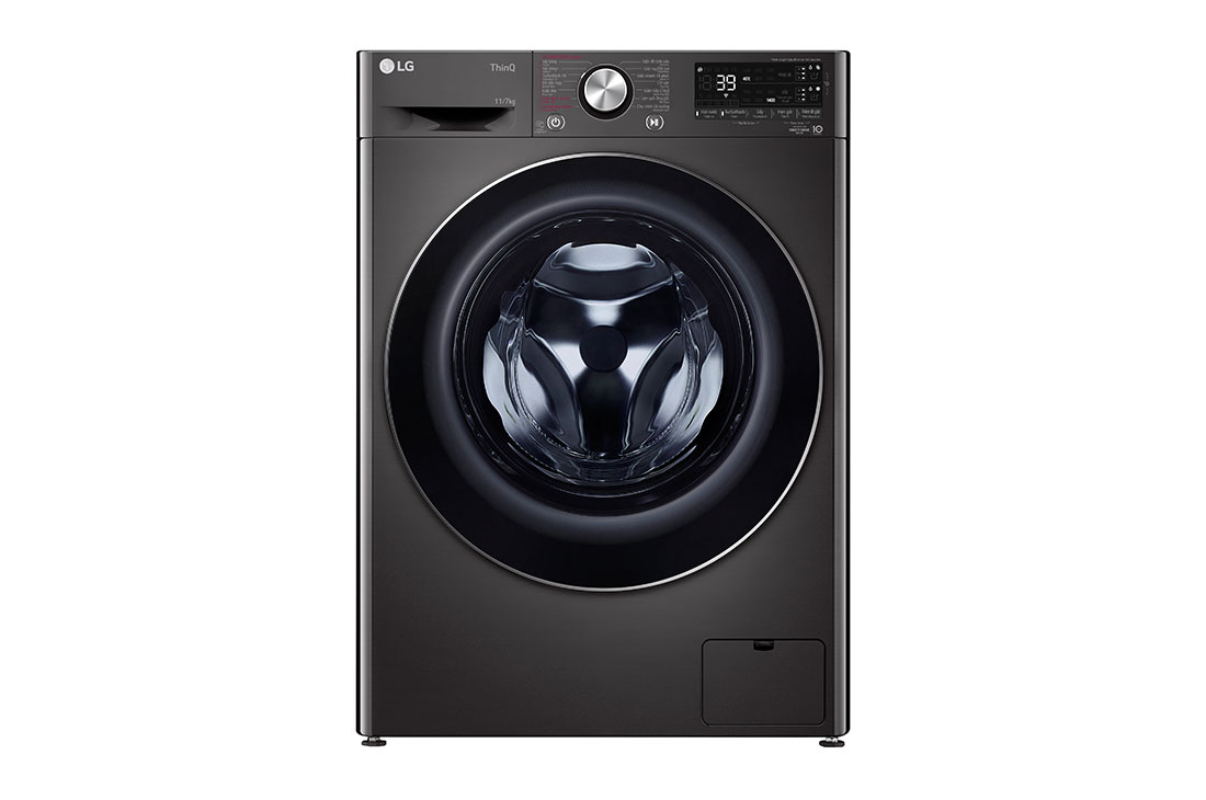 LG Máy giặt sấy lồng ngang LG AI DD™ Inverter 11kg màu đen FV1411H3BA, TrÆ°á»›c, FV1411H3BA